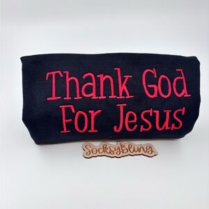 Black Sweatshirt with Red Embroidery